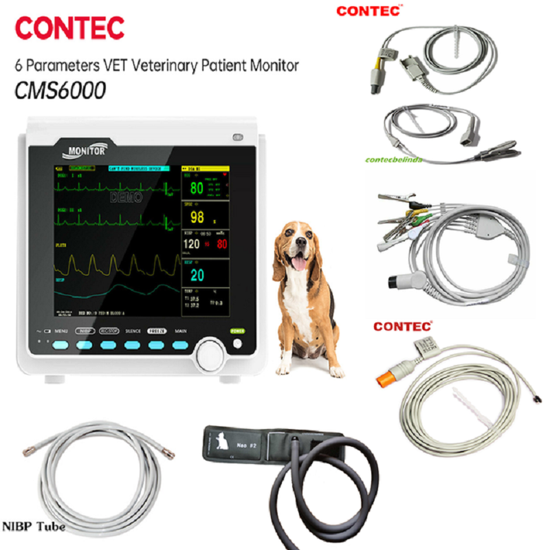 CONTEC-Monitor portátil do sinal vital, monitor paciente, 6 parâmetro, 8 ", ECG, NIBP, RESP, SPO2, PR, TEMP, CMS6000