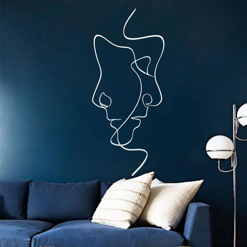 Nordic Face Art Style Metal True Love Wall Art Decoration Modern Room Decor Home Living Room Bedroom Hanging Wall Ornaments