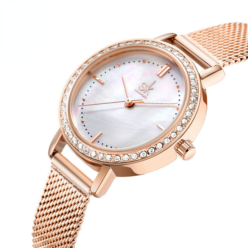 Женские часы из сплава с круглым циферблатом, роскошные модные элегантные темпераментные женские часы с сетчатым ремешком