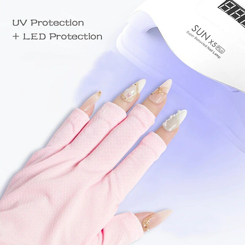 Sarung Tangan Seni Kuku Sarung Tangan Pelindung UV Sarung Tangan Pelindung Radiasi UV Pelindung untuk Alat Lampu LED UV Gel Seni Kuku