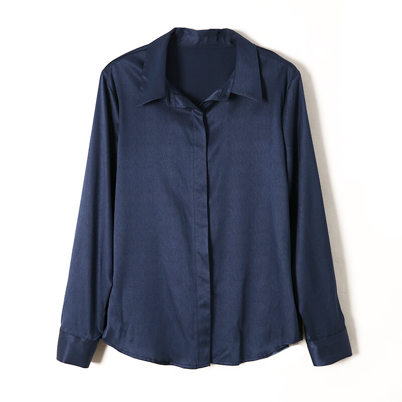 Женские рубашки из натурального шелка в елочку, шелковая атласная блузка с длинными рукавами 22 мм, Осень-зима, офисные шикарные темперамент...