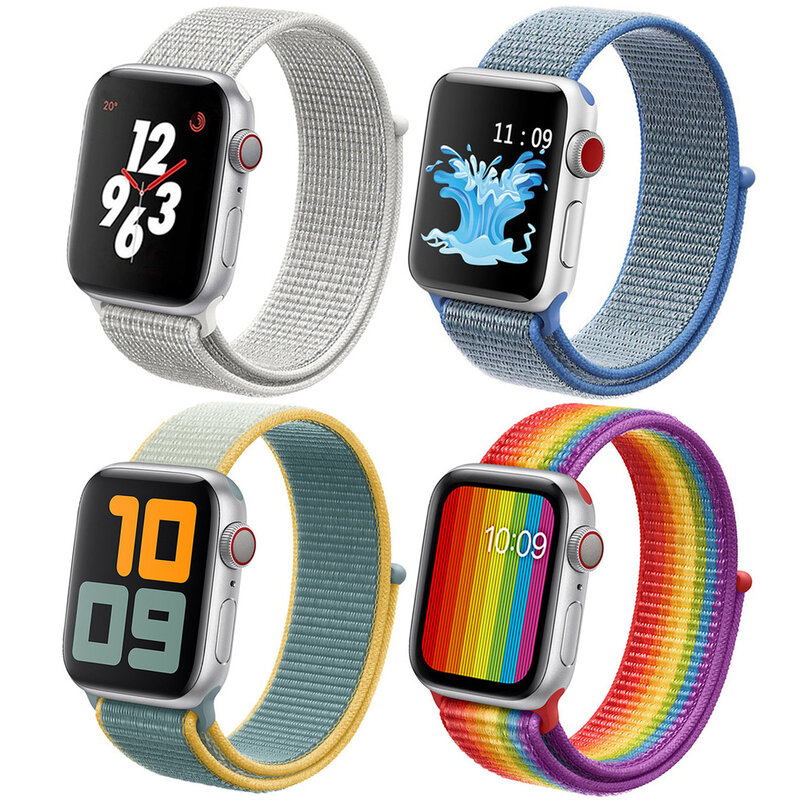 Zachte Nylon Sport Strap Voor Apple Horloge 7 6 5 4 3 Lichtgewicht Ademend Horlogeband Polsband 45Mm 41Mm 40Mm 44Mm 42 38 Horlogebanden