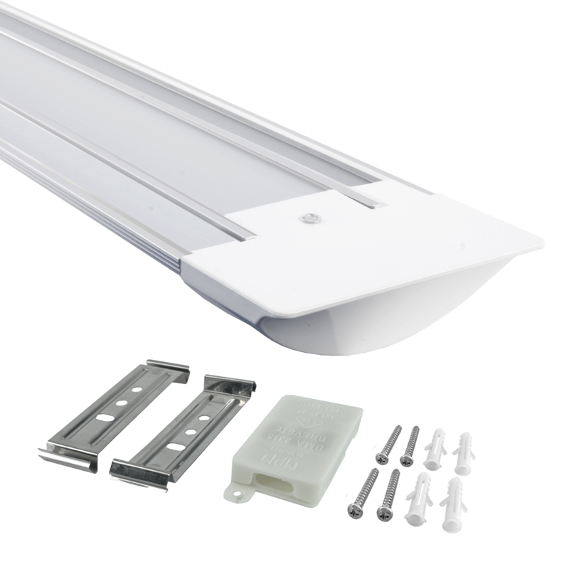 Pack of 2, 36W 4ft LED Batten Fittings Integrated Tube Linear Lamp 4000K Day White 180-240V Wall and Ceiling Lighting