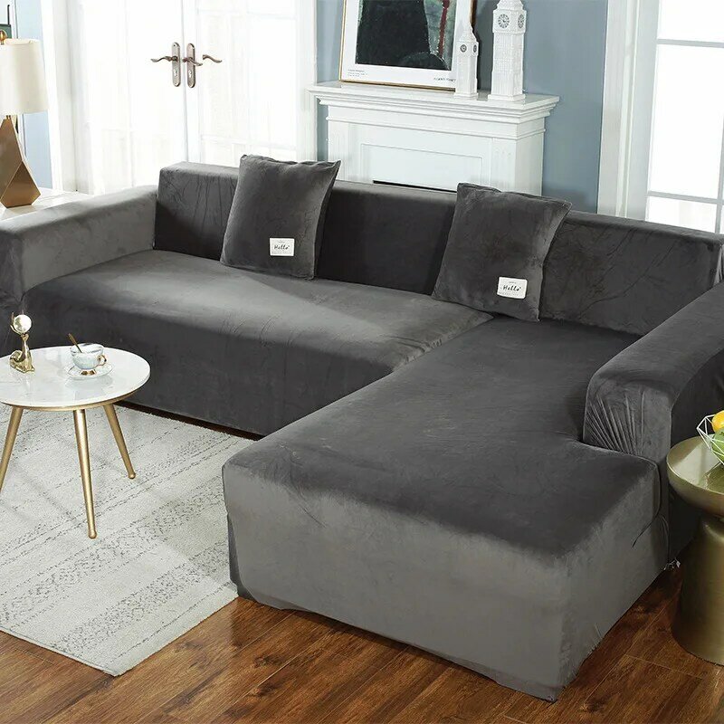 Funda de sofá elástica en forma de L para sala de estar