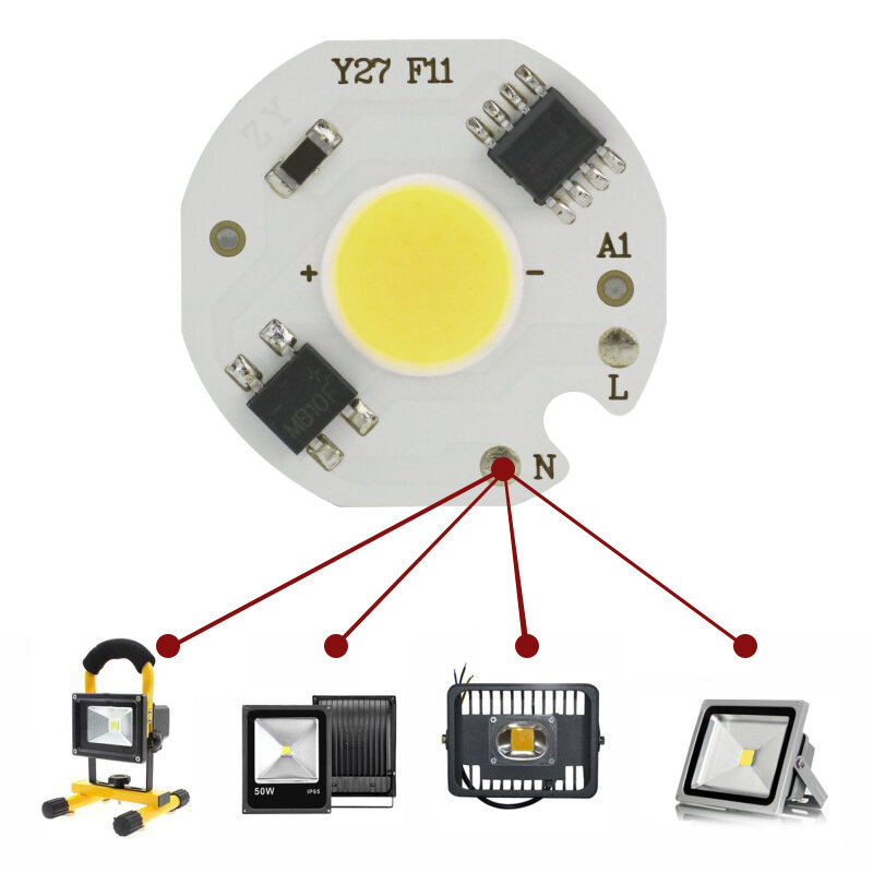 Chip LED COB Smart IC sin necesidad de controlador 3W 5W 7W 10W 12W CA 220V alto brillo ahorro de energía Diy foco bombilla de inundación Chip
