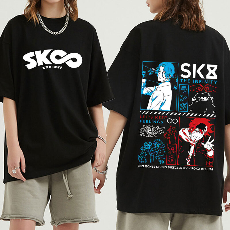 스노우 섀도우 레키 조 체리 아담 미야 하라주쿠, 유니섹스 탑 쿨 Sk8 인피니티 티셔츠 여름 여성 일본 애니메이션 티셔츠