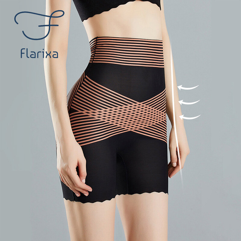 Flarixa 2023 New High Waist Slimming Shorts Under the Skirt Women Tummy Control Shorts Slimming Belly Underwear Mesh Body Shaper