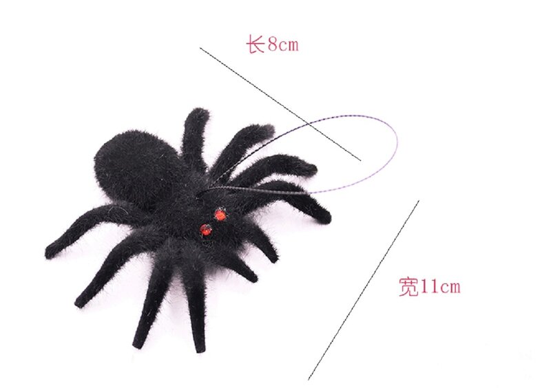 Simulation Flocking Spider Pendant Halloween Decoration Plush Black Color Spider Haunted House Indoor And Outdoor Tricky Props