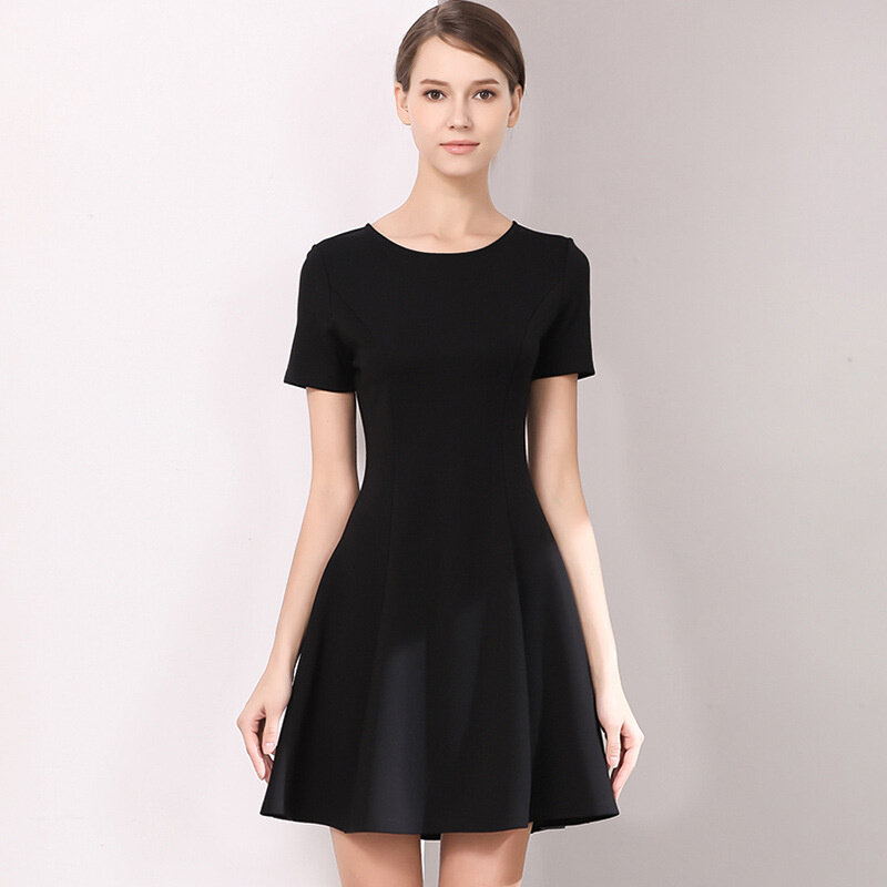 우아하고 섹시한 o넥 레이스 짧은 드레스 여성용, 단색 블랙 여름 의류 숙녀 반팔 파티 클럽 캐주얼 드레스 신상품