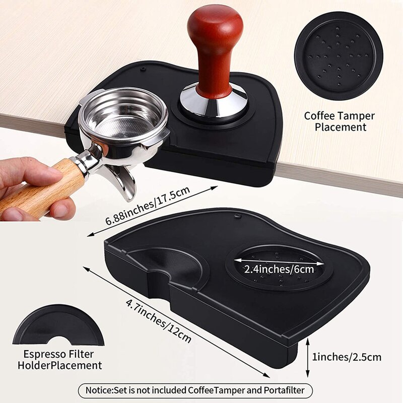 2 Pieces Espresso Knock Box Coffee Tamper Mat Reliable Barista Tools with Removable Knock Bar Non-Slip Silicone Base