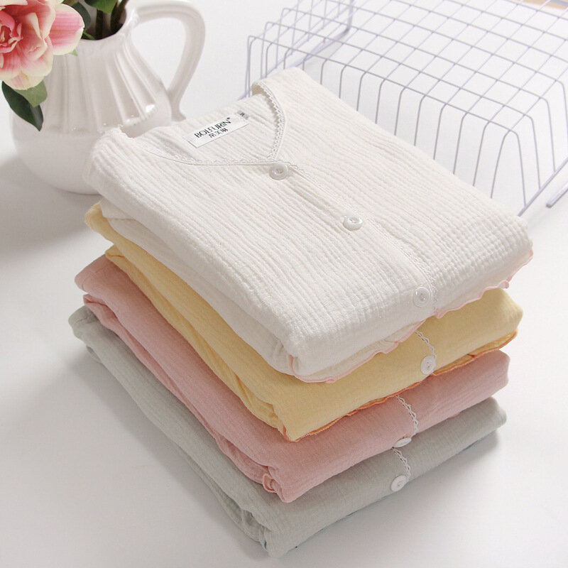 Conjunto de pijama de algodón suave y cómodo para mujer, ropa de lactancia, Color sólido