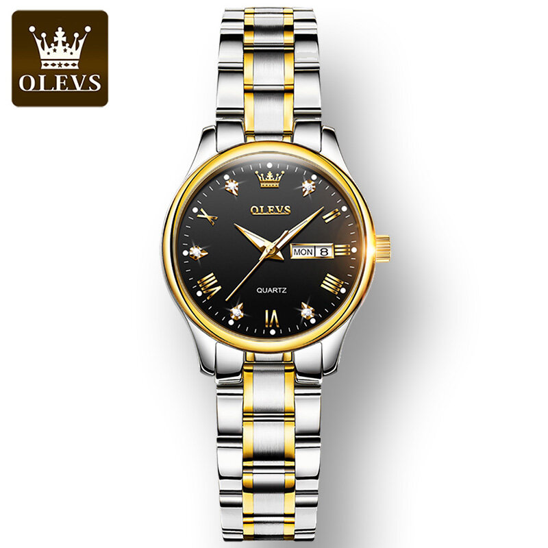 Модные водонепроницаемые женские наручные часы OLEVS, ремешок из нержавеющей стали, инкрустированные бриллиантами, модные высококачественны...