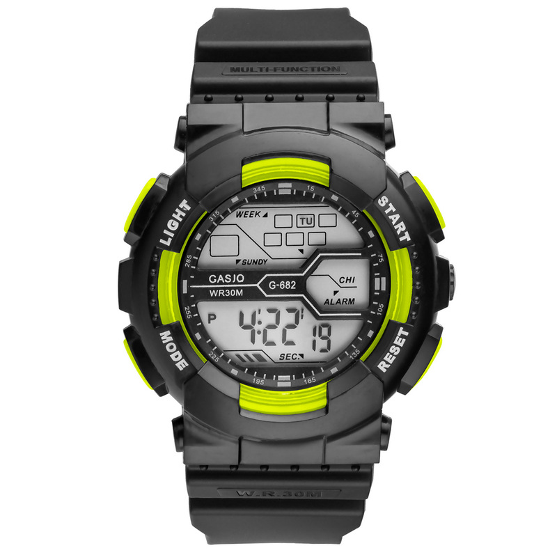 야외 30M 방수 남성용 시계, 다기능 컬러 스포츠 디지털 디스플레이 발광 전자 손목 시계