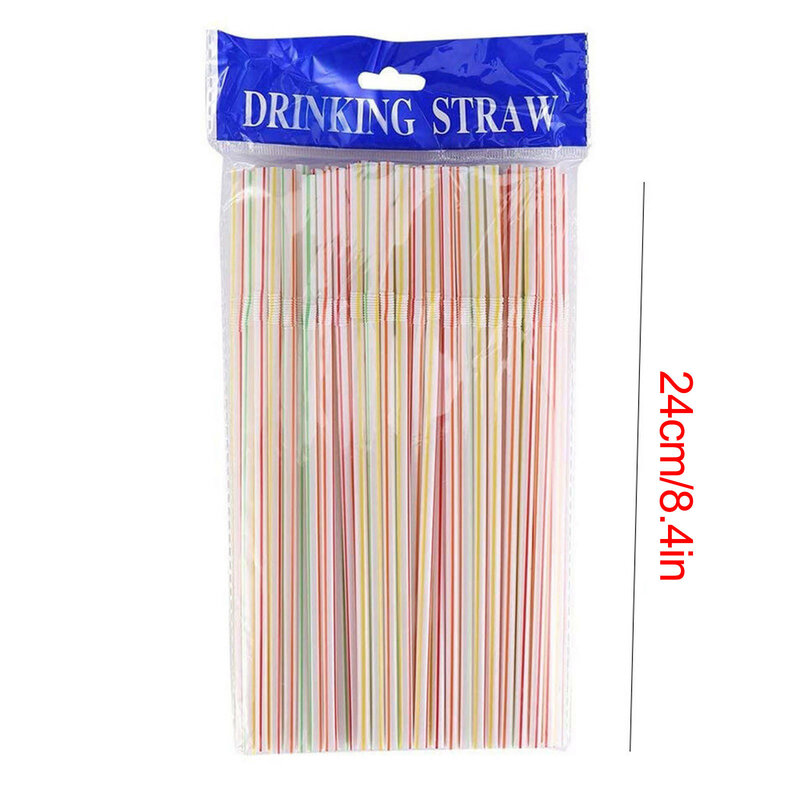 600Pcs Disposable Stripe Straws Cocktail  Elbow Plastic Straw Drinking For Kitchen Beverage Accessories Tableware Drink Party