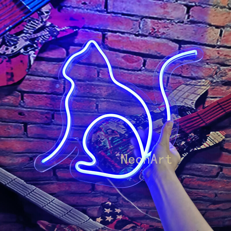 Personalizado-neon-sinal andando gato sinal-lâmpadas decorativas customizável quarto-lâmpada de decoração-mesa de luz de parede para quarto