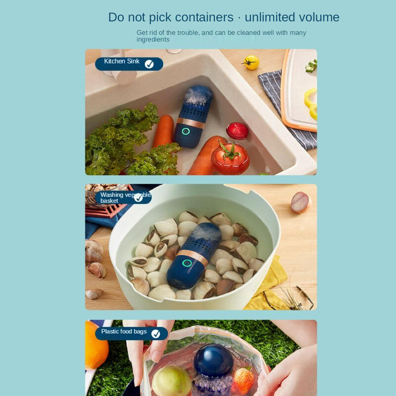 Drahtlose Gemüse Scheiben Waschen Kapseln Maschine USB Aufladbare Obst Reiniger Lebensmittel Fleisch Pestizid Desinfizieren Reiniger