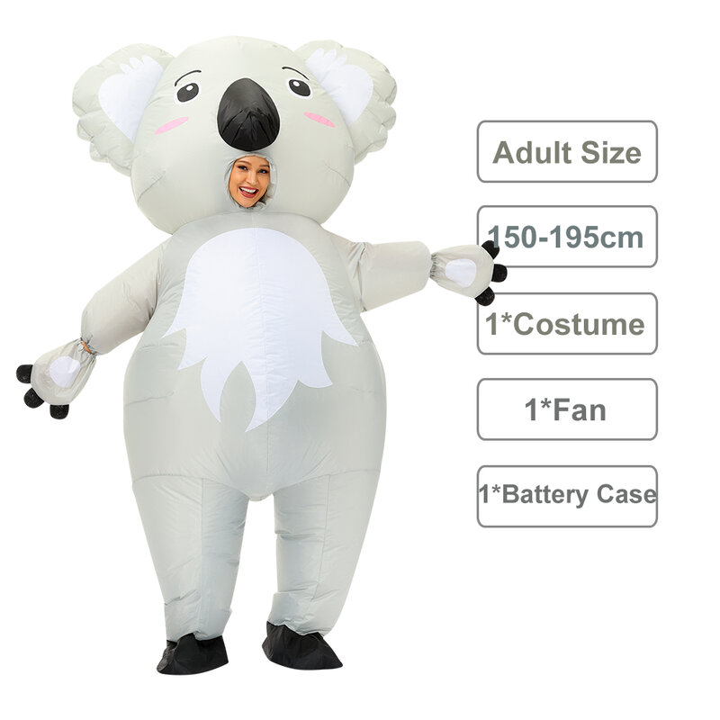 Disfraces de Halloween para niños y adultos, traje inflable de Mascota de Animal, Koala, divertido, Purim, fiesta, juego de rol