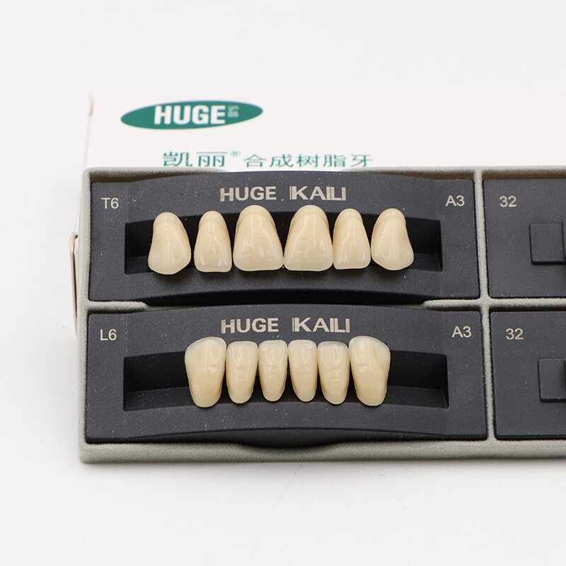 KAILI dientes de polímero dentales enormes, resina frontal, 2 capas, dentadura, juego completo, 1 Juego