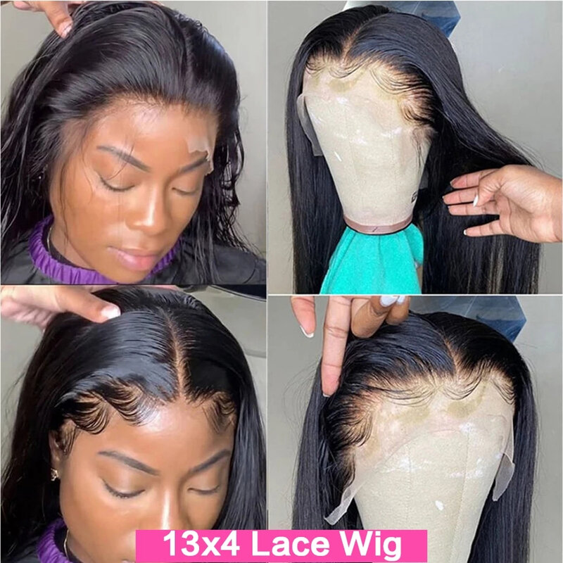 HD Transparent 13x4 Lace Frontal Human Hair Wig Peruvian Hair 13x6 Bone Straight Lace Wigs For Women PrePlucked With Baby Hair