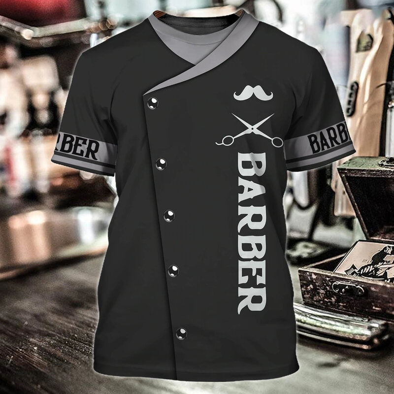 Barber shop camisa masculina t-shirts 3d impresso roupas masculinas personalizadas o-pescoço oversized barato manga curta topos legal punk streetwear