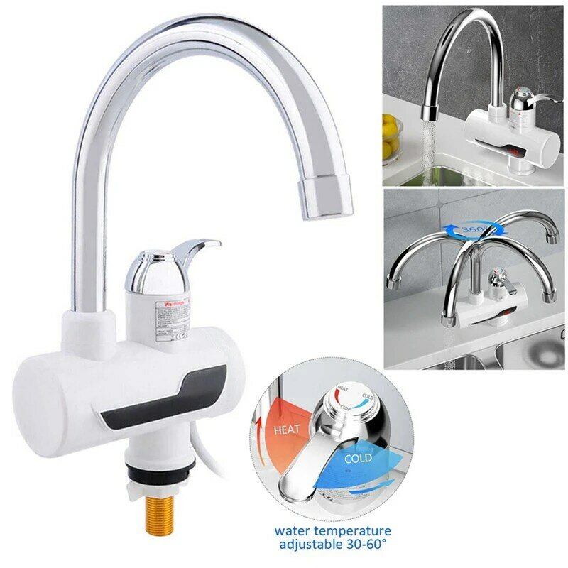 1 Piece Instant Water Heater Tap Cold Heating Faucet Tankless Water Heater EU Plug
