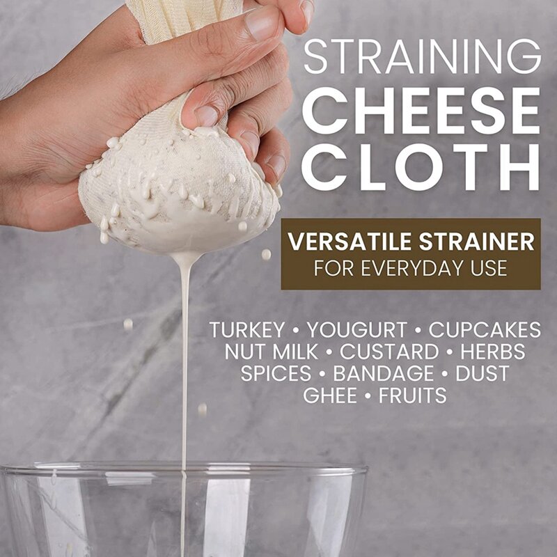 قماش موسلين للطبخ ، حزمة من 5 (50x50سم) ، غير مقصور ، قطن قابل لإعادة الاستخدام وقابل للغسل ملابس الجبن لتجهد