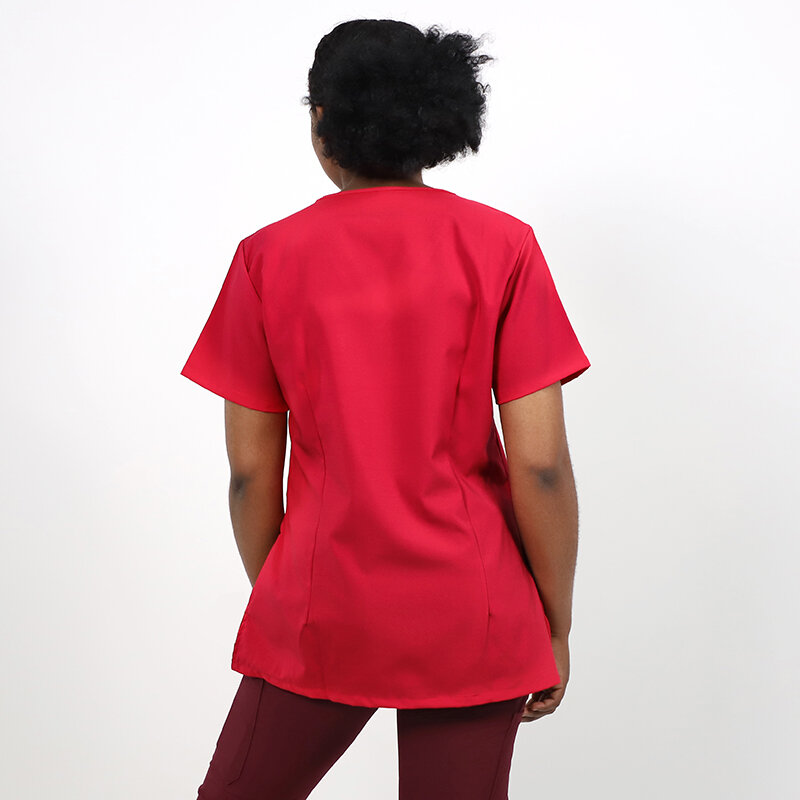 Uniformes-mundo feminino esfrega topo enfermeira funcional superior com três bolsos uniforme médico enfermeira workwear hospital