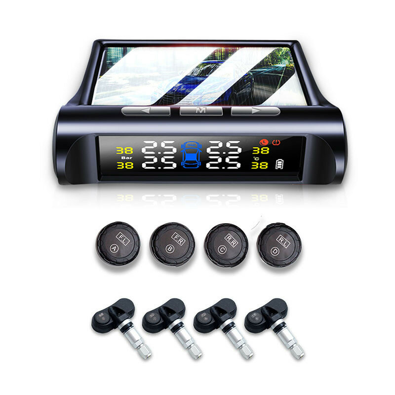 Riboton-Monitor de presión de neumáticos para coche, Sensor de presión de neumáticos externo, Led, Solar incorporado, 3,7 V