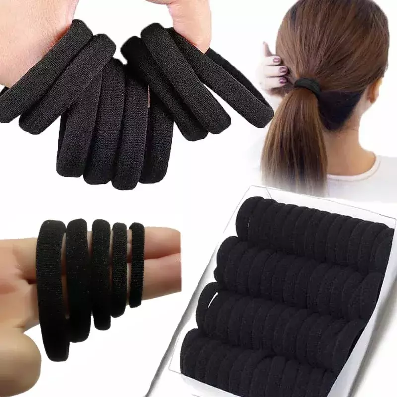 50pcs Cloth Black Hair Bands for Women Girls Hairband High Elastic Rubber Band Hair Ties Ponytail Holder Scrunchies Accessories