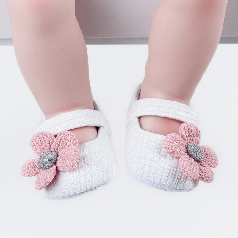 Zapatos de princesa para niñas, calzado para primeros pasos con lazo rosa, fondo suave, color blanco, Primavera, 2023