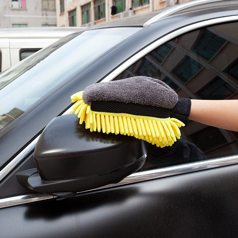Водонепроницаемая микрофибра для мытья автомобиля, искусственная Толстая варежка для мытья автомобиля, щетка для воска и детейлинга, уход за автомобилем, двухсторонняя перчатка