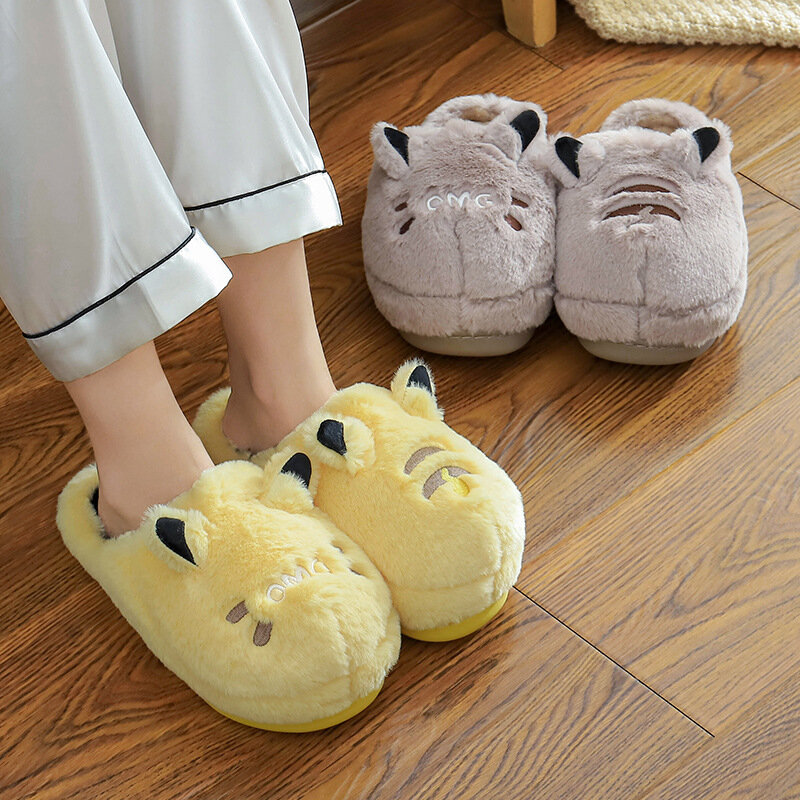 Women Slippers Cartoon Cat Cute Animal Home Cotton Slipper Fashion Fluffy Winter Shoes Funny Warm Slippers Indoor Bedroom Shoes