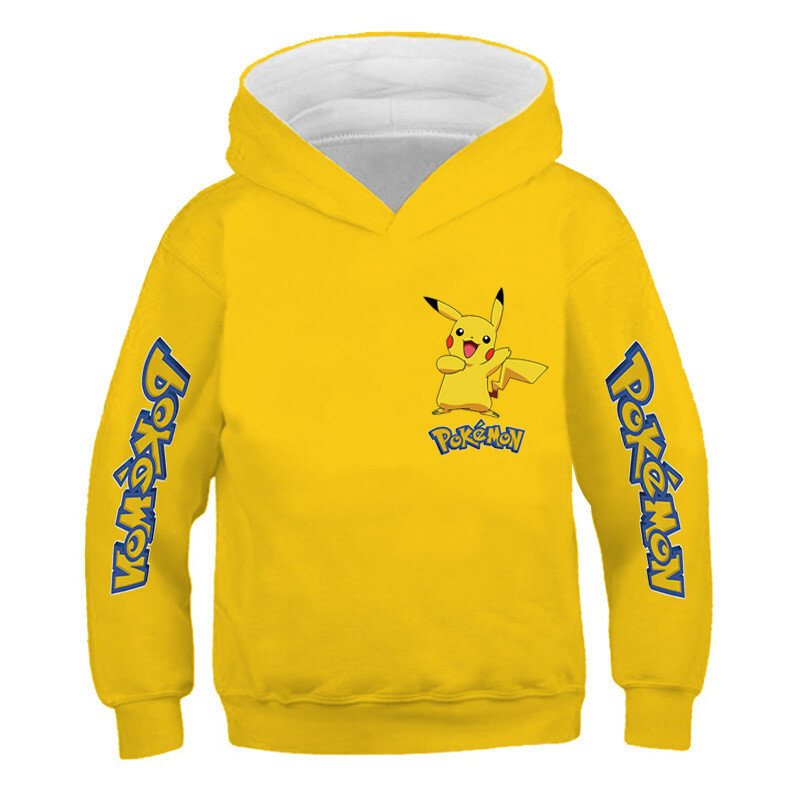 Pokemon meninos e meninas hoodie jaqueta pikachu outono jaqueta crianças com capuz moletom roupas de manga longa das crianças pulôver