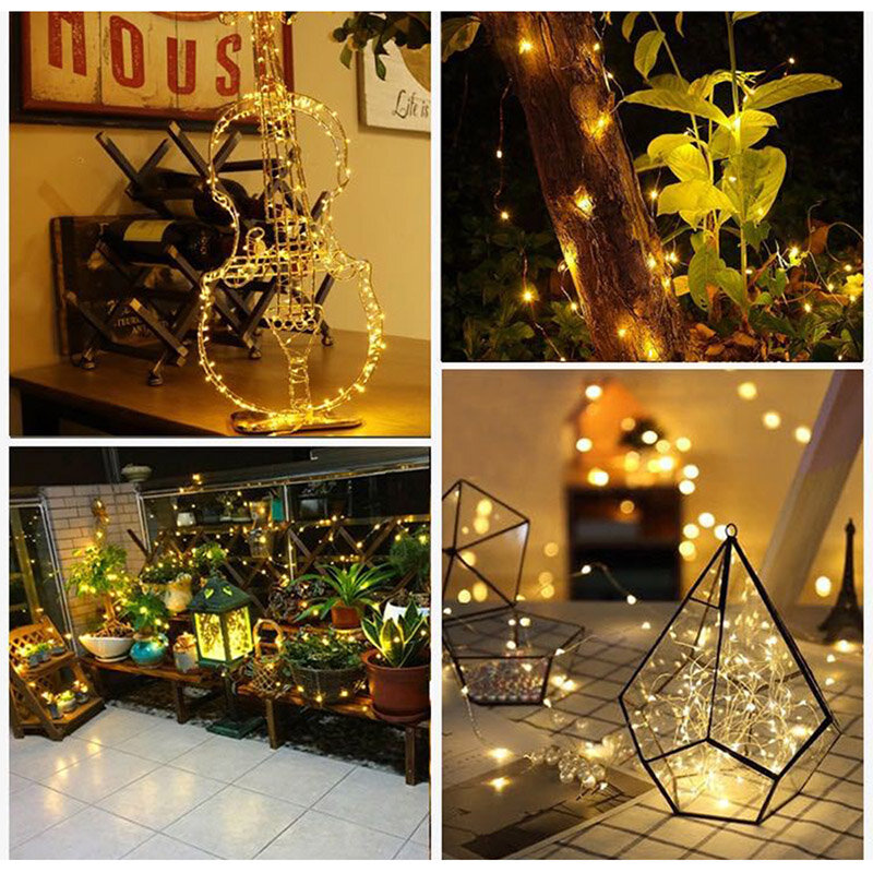 USB LED String Lights Remote Control Copper Wire Battery Powered 8Mode Outdoor Fairy Garland Christmas Wedding Party Decoration