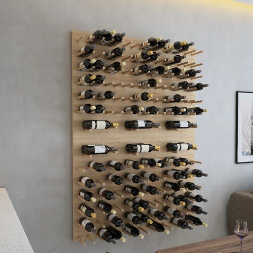 Estante de madera de arte para vino, estante de vino montado en la pared, diseño de rejilla de cobre Natural, estante de vino decorativo para pared, capacidad de 9 botellas