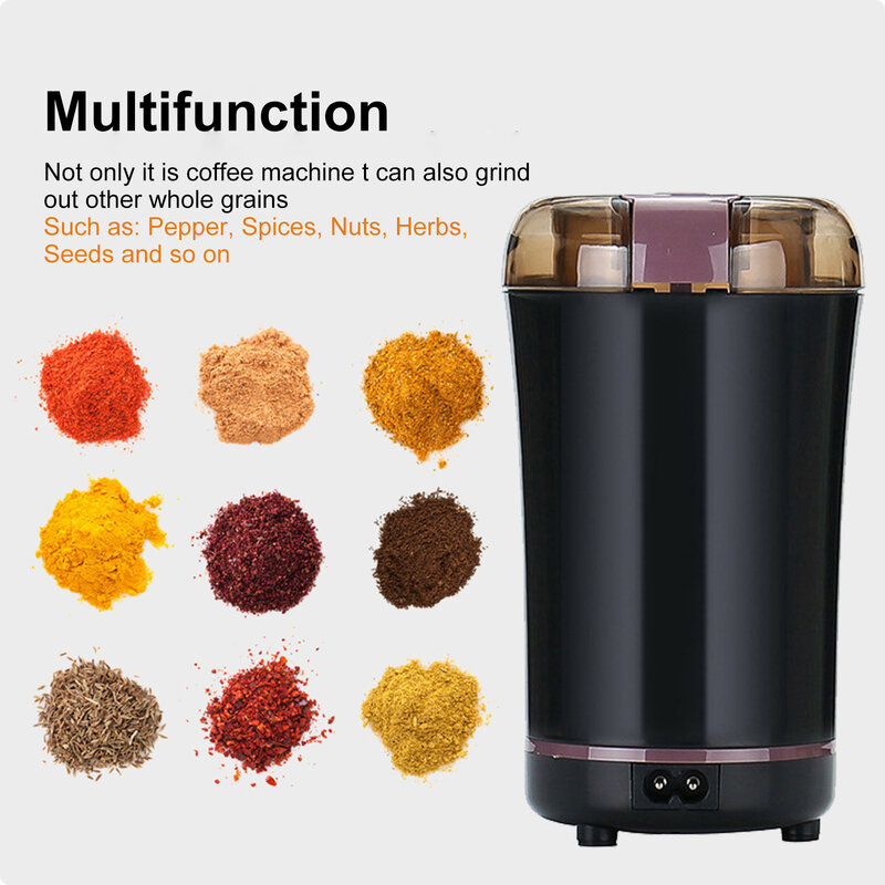 Molinillo de café eléctrico de acero inoxidable para hierbas, especias, nueces, granos, máquina de molienda de granos de café, molinillo de café multifuncional