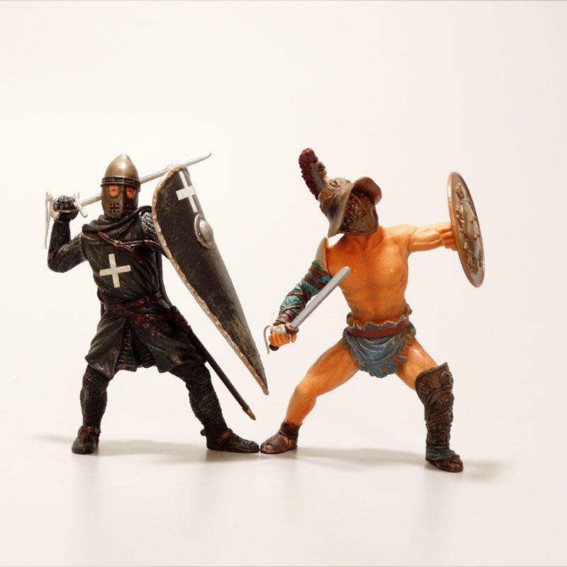 10cm Gladiator Kreuzfahrer Krieger Puppe Medieval European Castle Miniatur Figur Alte Rom Soldat Action-figuren Modell Spielzeug
