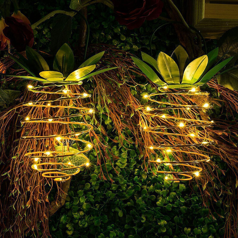สับปะรดสับปะรดแบบพกพา Garden โคมไฟพลังงานแสงอาทิตย์ชาร์จโคมไฟกลางแจ้งกันน้ำแขวนโคมไฟ Decor ภูมิ...
