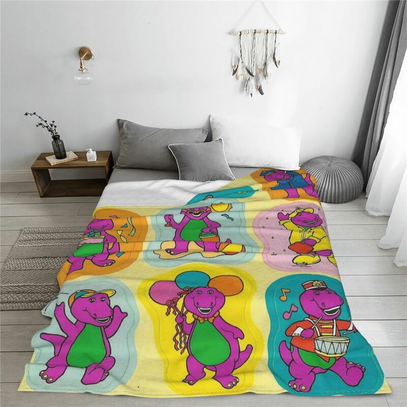 Barney & amp – couverture à carreaux pour enfants et adultes, Plaid chaud et fin en peluche pour le bureau