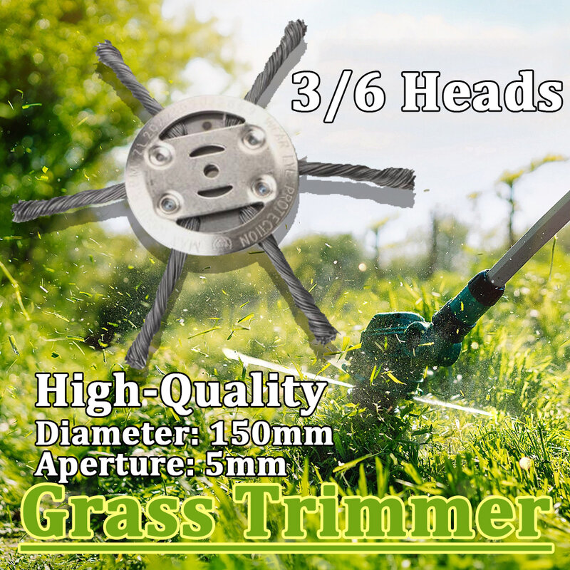 스틸 와이어 잔디 트리머 헤드 3/6 헤드 잔디 깎는 기계 잔디 브러시 커터 먼지 제거 잡초 플레이트 정원 도구에 대한 스윙 금속 블레이드