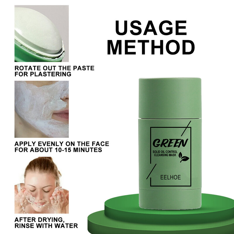 แท่งมาส์กสีเขียวชาหน้ากาก Blackhead Acne Deep Clearing Moisturizing ครีมลบขอบตาดำโคลนหน้ากากเกาหลี Beauty Face Skin Care