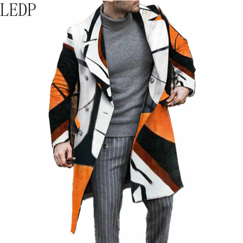 2022 novo homem blusão outono inverno moda trench coat casaco masculino lapela dragão e phoenix casaco de comprimento médio blusão masculino