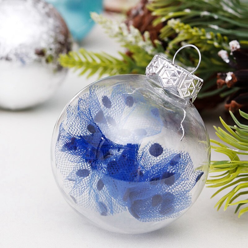 30 pçs bolas de natal 6cm para a árvore azul bolas de natal enfeites de árvore de natal de plástico decorações de casa pingentes