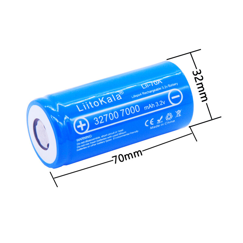 2022 nova liitokala lifepo4 bateria Lii-70A 3.2v 32700 7000mah 35a descarga contínua máxima 55a alta potência marca bateria