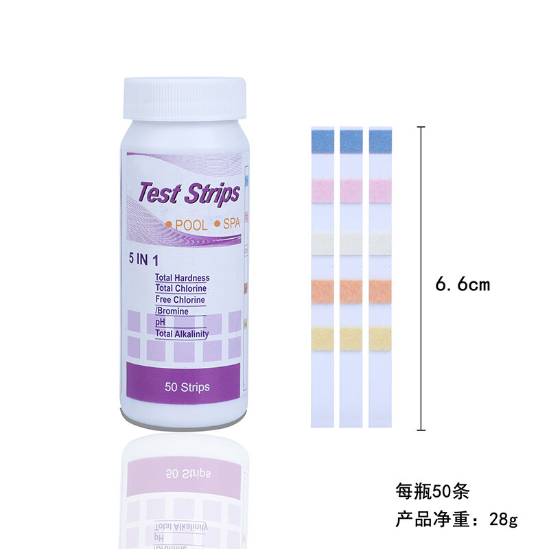 50pcs Multipurpose PH Test Strips Pool and Spa water Tester Paper for Free Chlorine Free Bromine pH Total Alkali Hardness