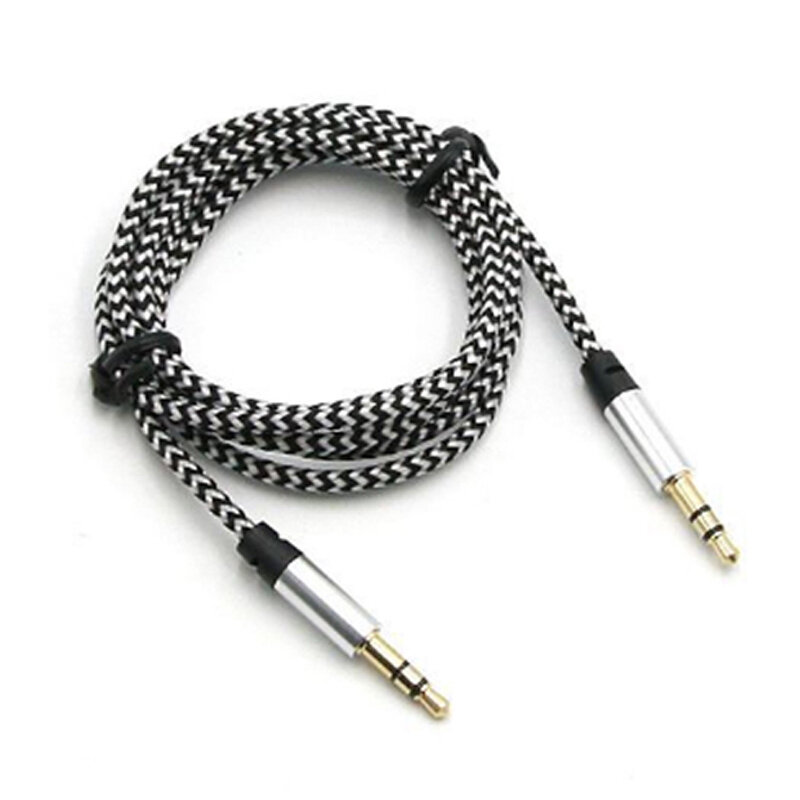 Cable auxiliar de nailon de 10-100 piezas, conector macho a macho de 3,5mm, Cable de Audio para coche, chapado en oro, para teléfono móvil