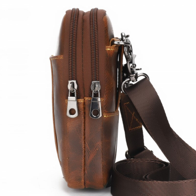 Vintage الرجال حقيبة كتف متعددة الوظائف حقيبة بحزام المحافظ الذكور الهاتف حقيبة جودة الخصر حقيبة حزمة مراوح للرجال