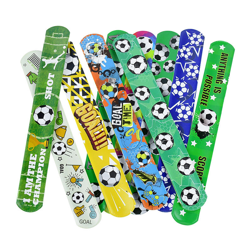 10pcs World Cup Football Theme Party Clap Circle Kids Favor Toy Gift 1st Birthday Party Decoration Football Soccer Slap Bracelet