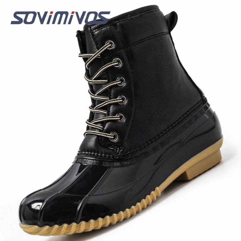 Women's Saltwater Rain Boots Women Waterproof Anti-slip Plus Cotton Wool Rain and Snow Warm Matrue Duck Hunting Boots 36-42