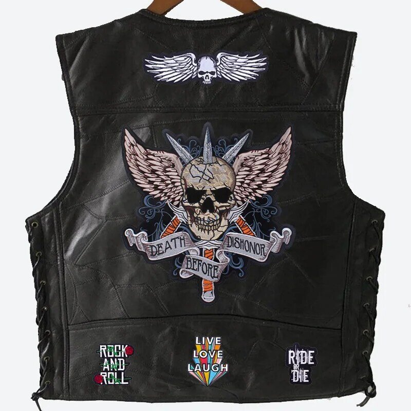 Fashion Men Leather Vest Biker Jacket Punk Retro Locomotive Genuine Sheepskin Motorcycle Sleeveless Vests Hip Hop Mens Clothing